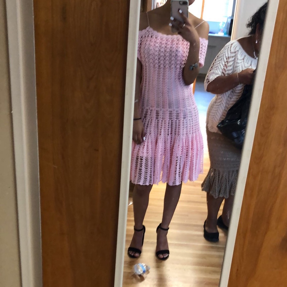 Crochet dress, light pink,size small